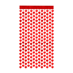 Cortina Metalizada Coração - Vermelho