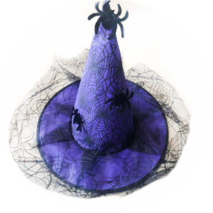Chapéu de Bruxa Luxo c/ Aranhas e Bordado