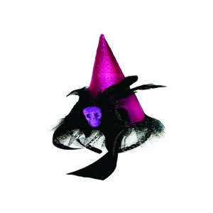 Tiara Chapéu Bruxinha e Caveirinha c/ Glitter